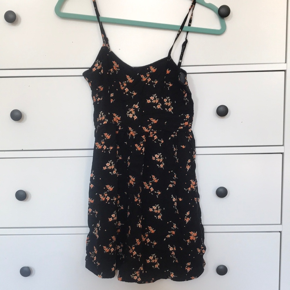 Black floral minidress